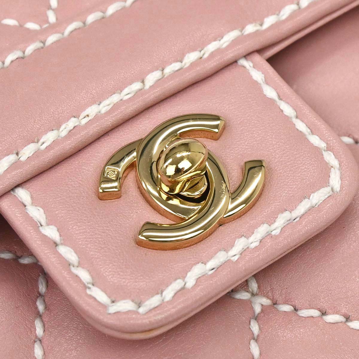 Chanel 2005-2006 Pink Calfskin Wild Stitch Handbag