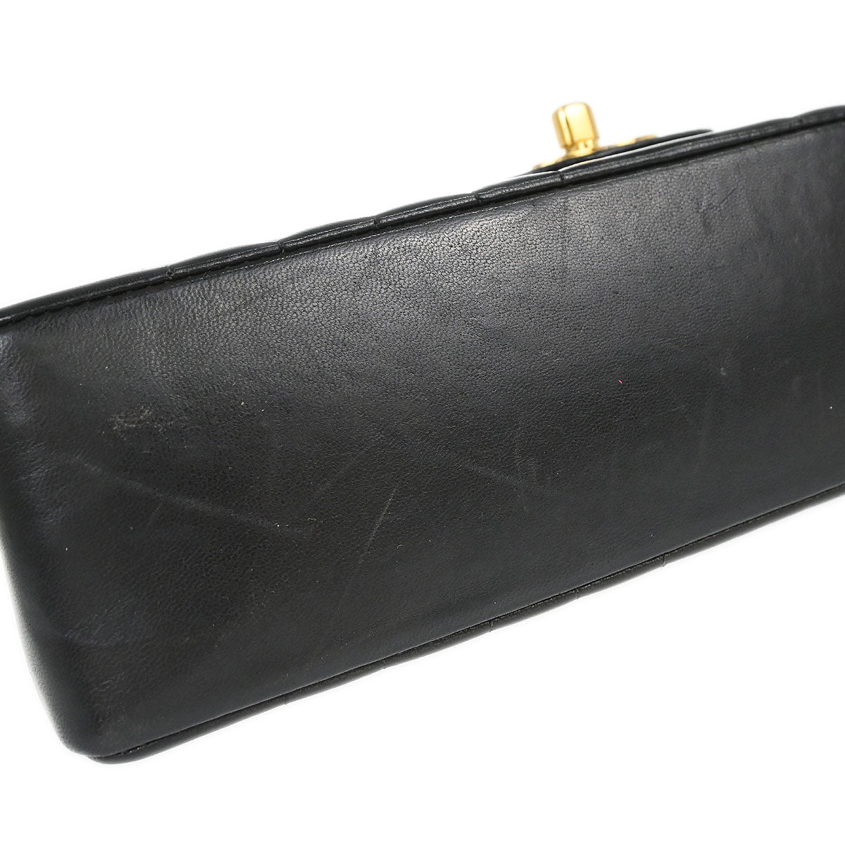 Chanel 1991-1994 Black Lambskin Mademoiselle Single Flap Shoulder Bag