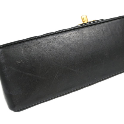 Chanel 1991-1994 Black Lambskin Mademoiselle Single Flap Shoulder Bag