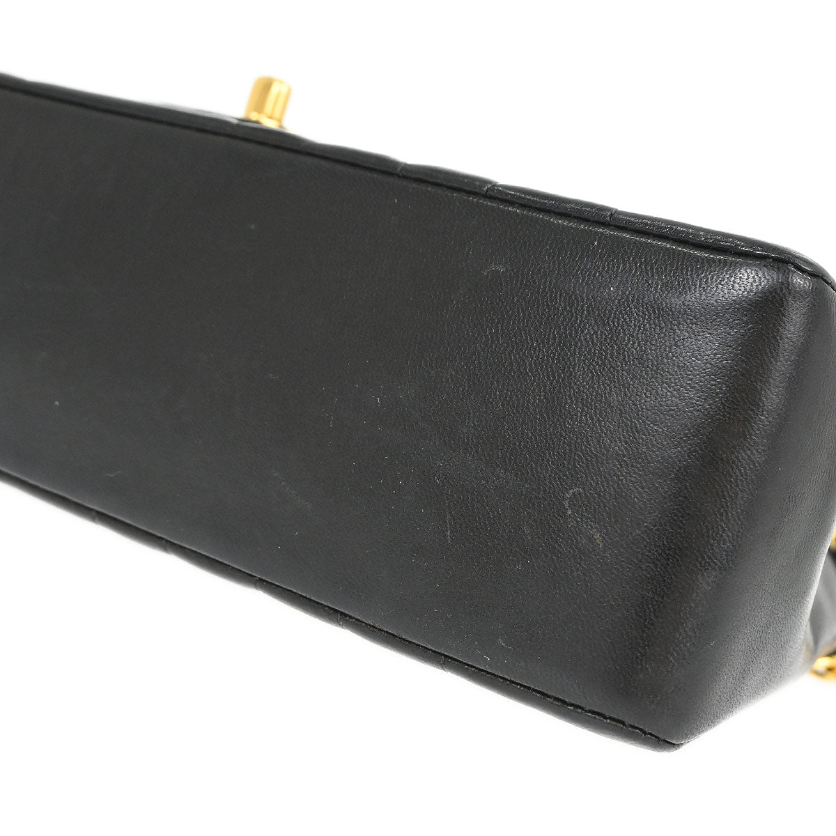 Chanel 1991-1994 Black Lambskin Mademoiselle Single Flap Shoulder Bag