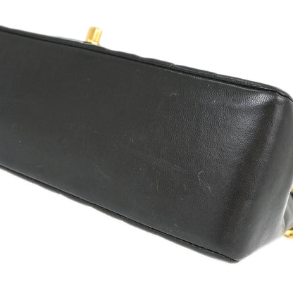 Chanel 1991-1994 Black Lambskin Mademoiselle Single Flap Shoulder Bag