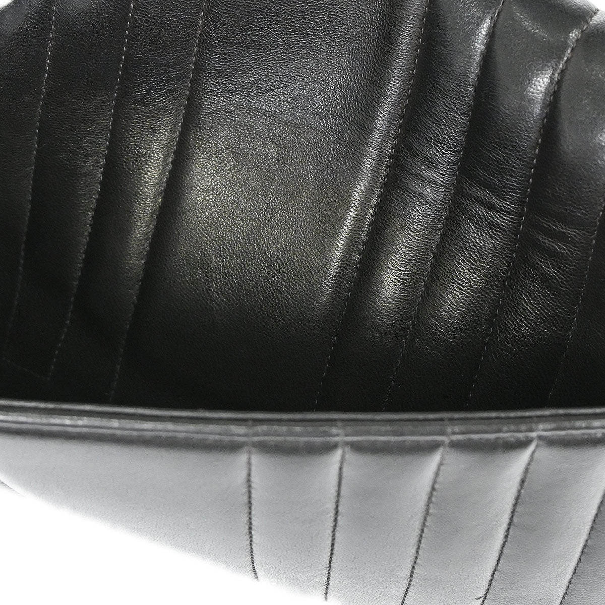 Chanel 1991-1994 Black Lambskin Mademoiselle Single Flap Shoulder Bag