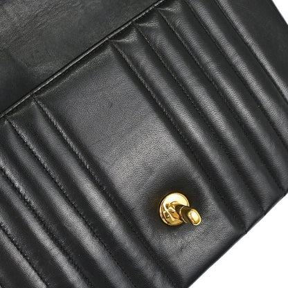 Chanel 1991-1994 Black Lambskin Mademoiselle Single Flap Shoulder Bag