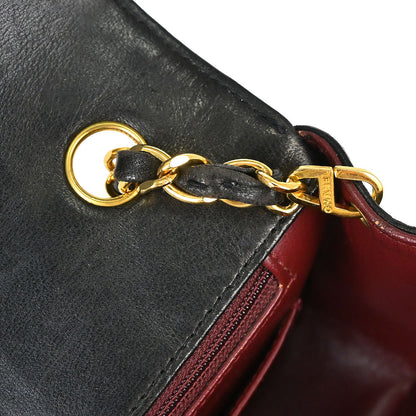 Chanel 1991-1994 Black Lambskin Mademoiselle Single Flap Shoulder Bag