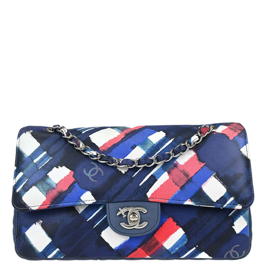 Chanel Navy Lambskin Airline Medium Classic Double Flap Shoulder Bag