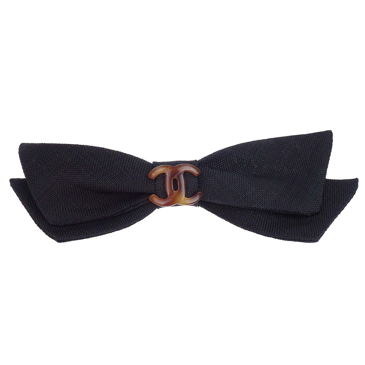 Chanel Bow CC Hair Barrette Black Linen Hair Accessories