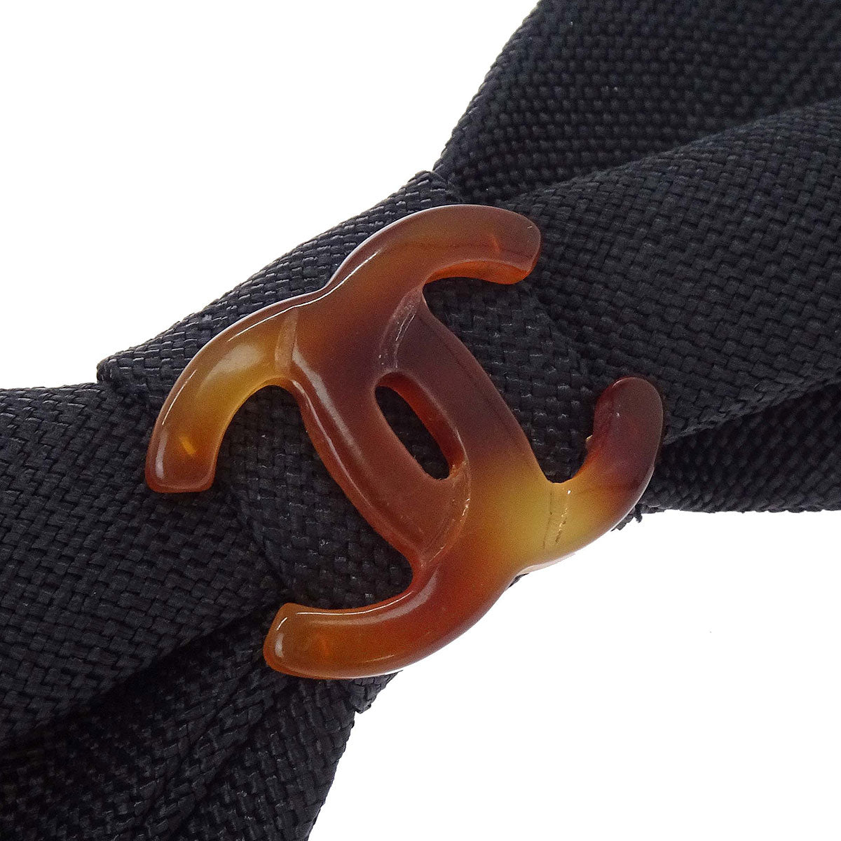 Chanel Bow CC Hair Barrette Black Linen Hair Accessories