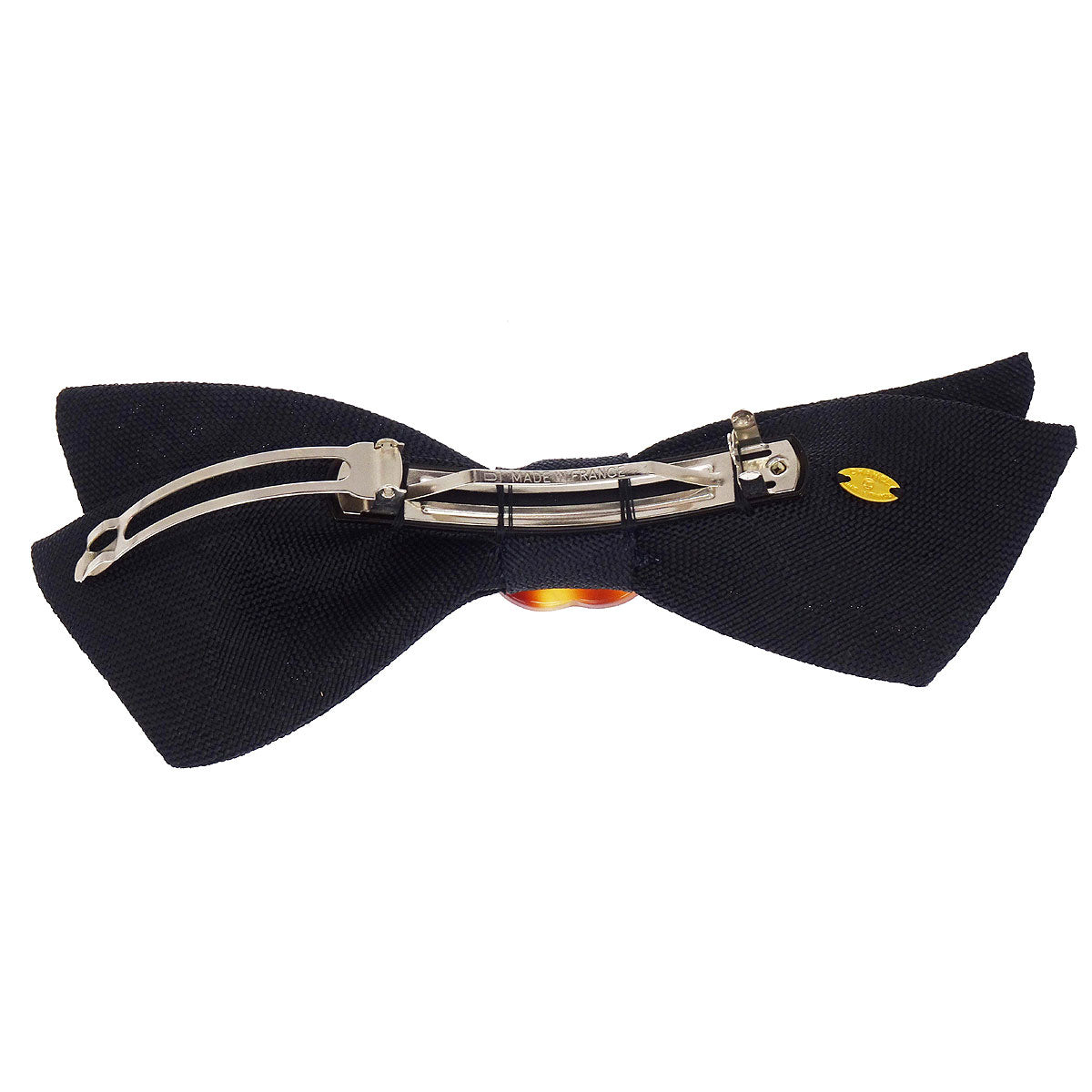 Chanel Bow CC Hair Barrette Black Linen Hair Accessories