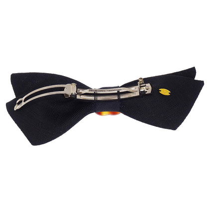 Chanel Bow CC Hair Barrette Black Linen Hair Accessories