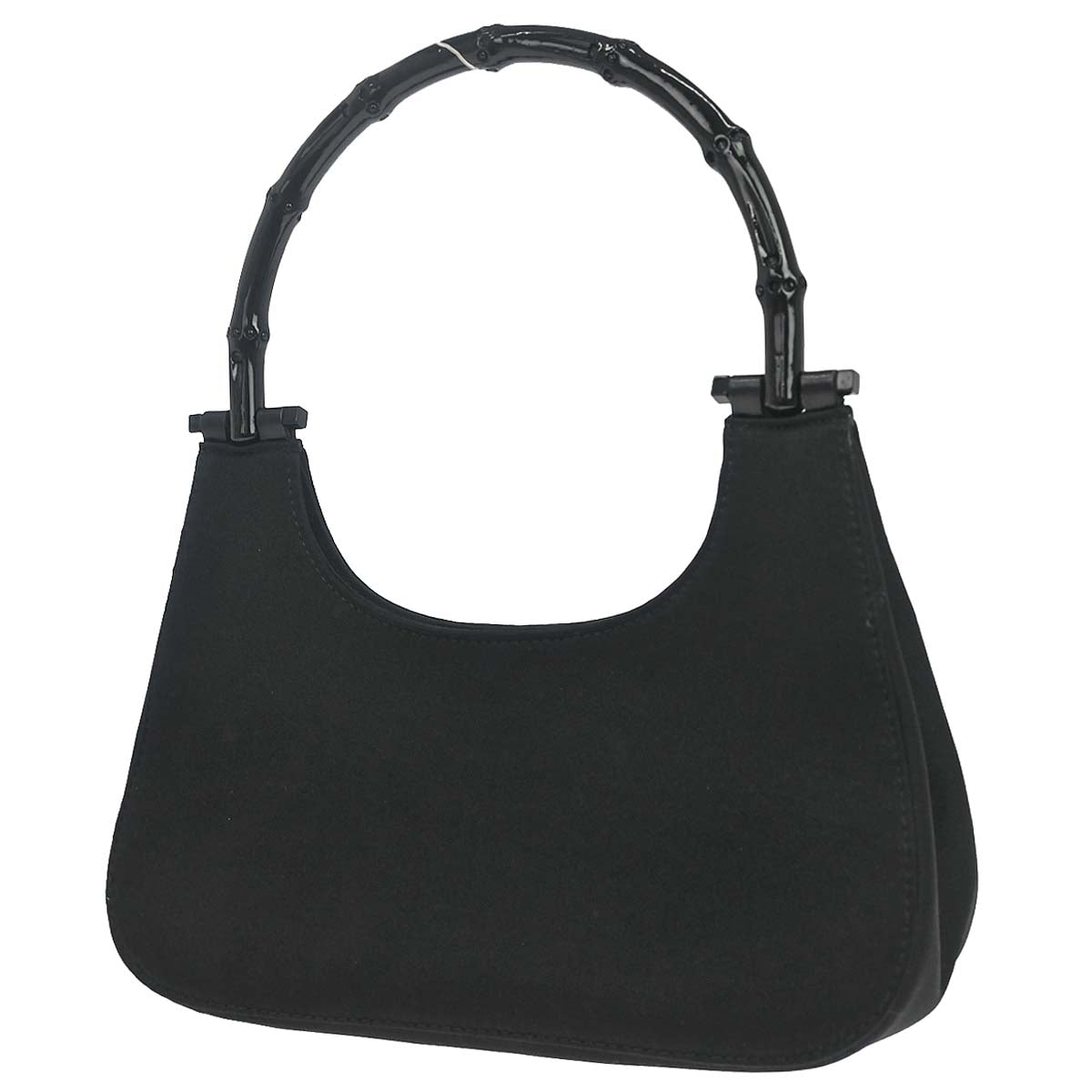 Gucci Black Satin Bamboo Handbag