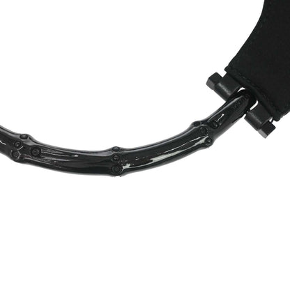 Gucci Black Satin Bamboo Handbag