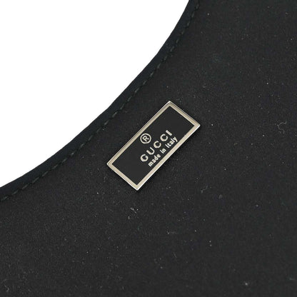 Gucci Black Satin Bamboo Handbag
