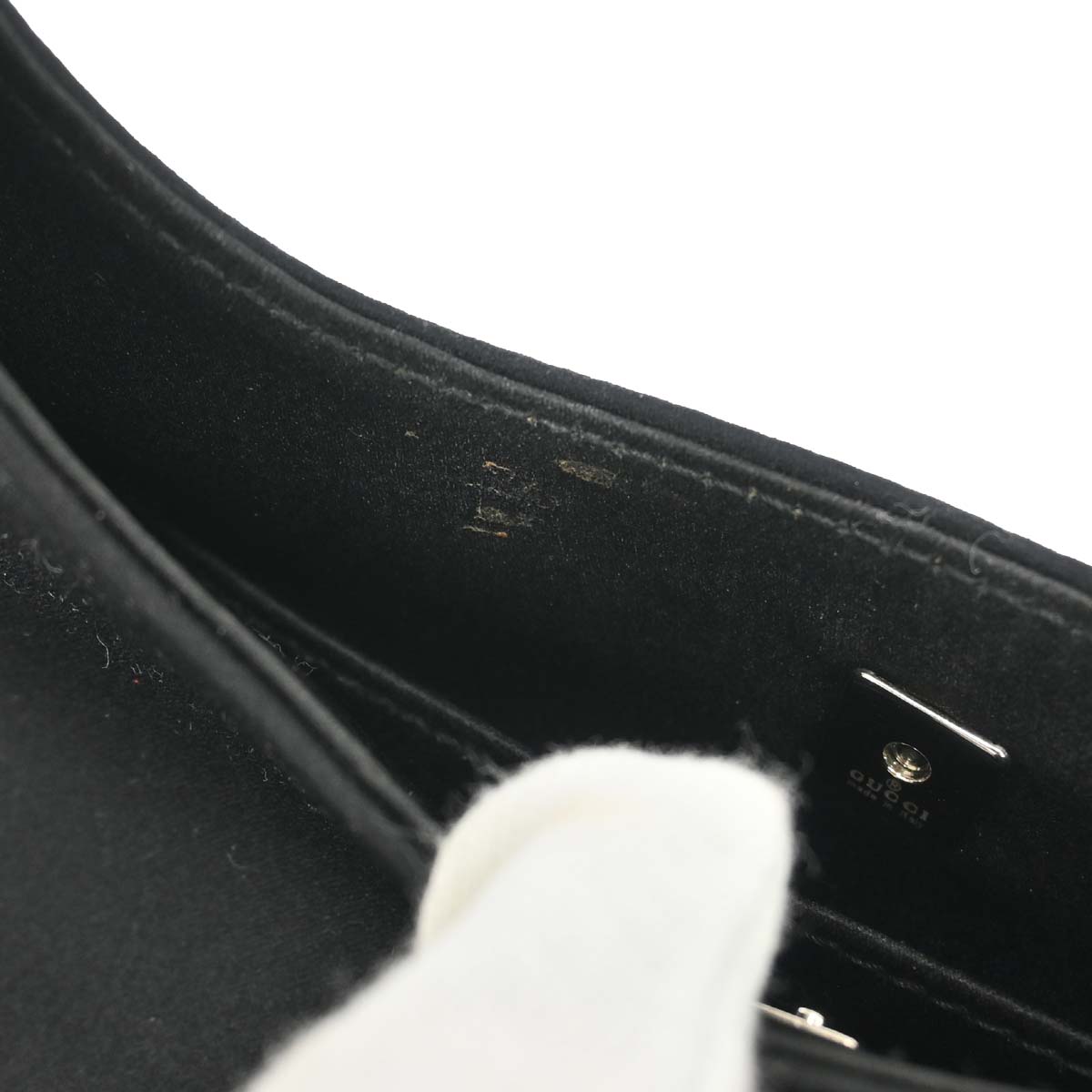 Gucci Black Satin Bamboo Handbag