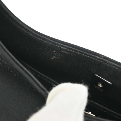 Gucci Black Satin Bamboo Handbag