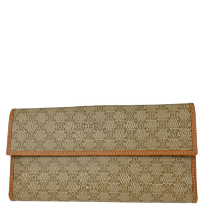 Celine Beige PVC Macadam Long Bifold Wallet