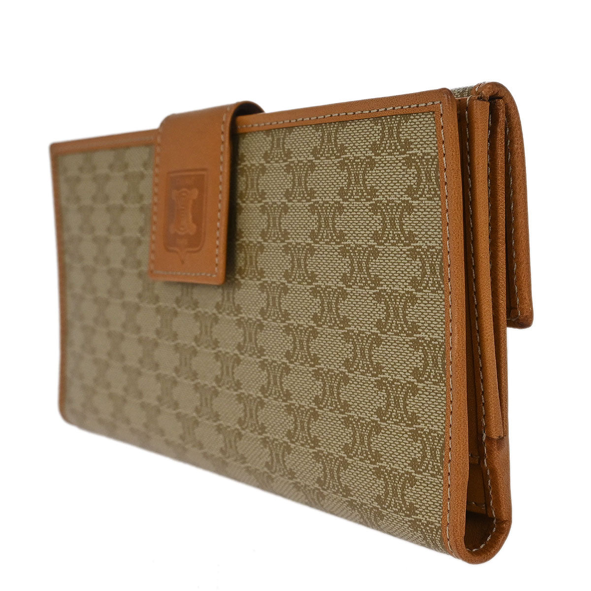 Celine Beige PVC Macadam Long Bifold Wallet