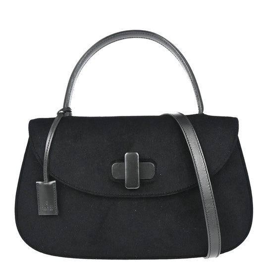 Gucci Black Felt 2way Shoulder Handbag
