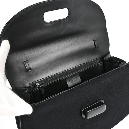 Gucci Black Felt 2way Shoulder Handbag
