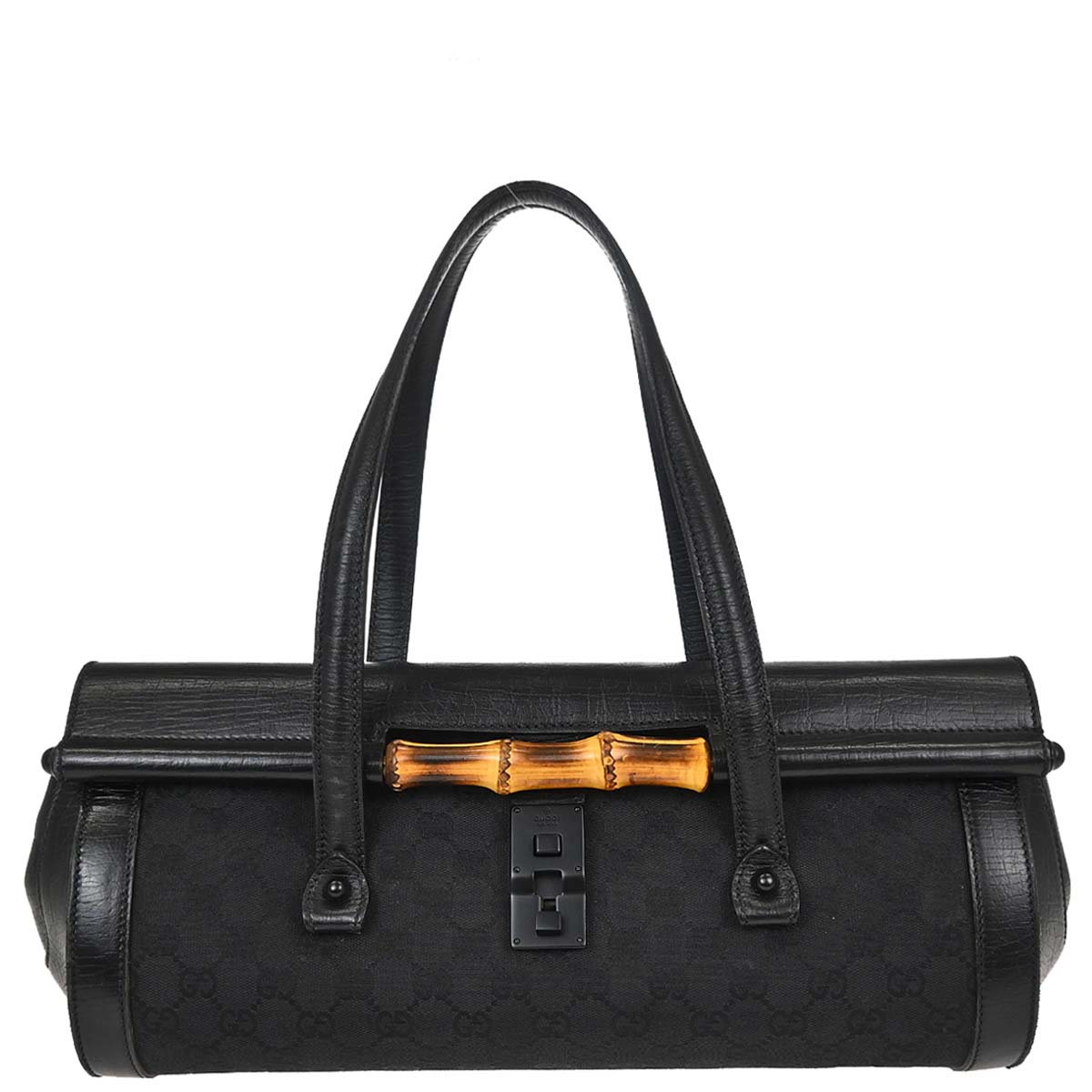 Gucci Black Bamboo GG Handbag