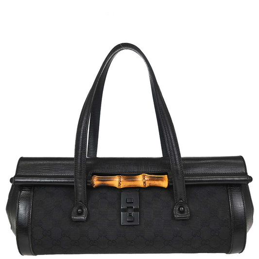 Gucci Black Bamboo GG Handbag