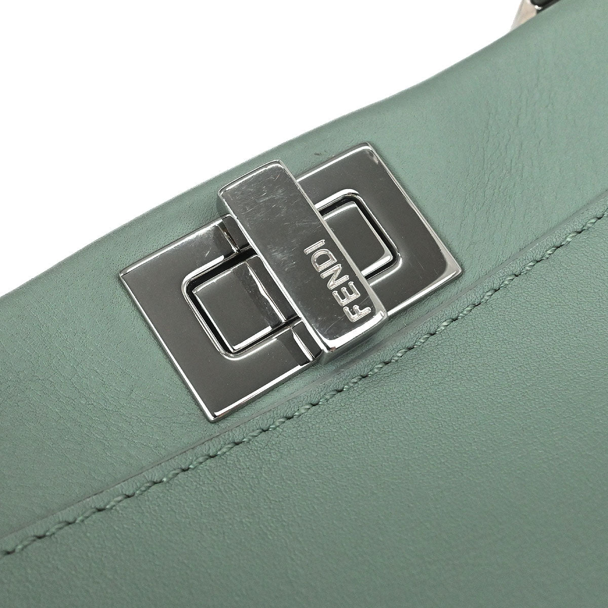 Fendi Green Leather Peekaboo 2way Shoulder Handbag
