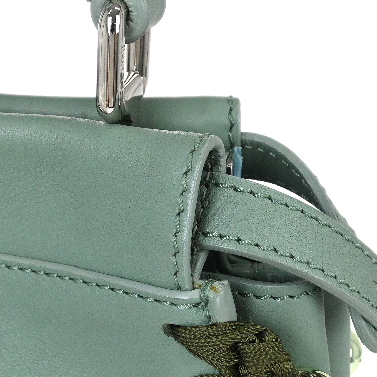 Fendi Green Leather Peekaboo 2way Shoulder Handbag