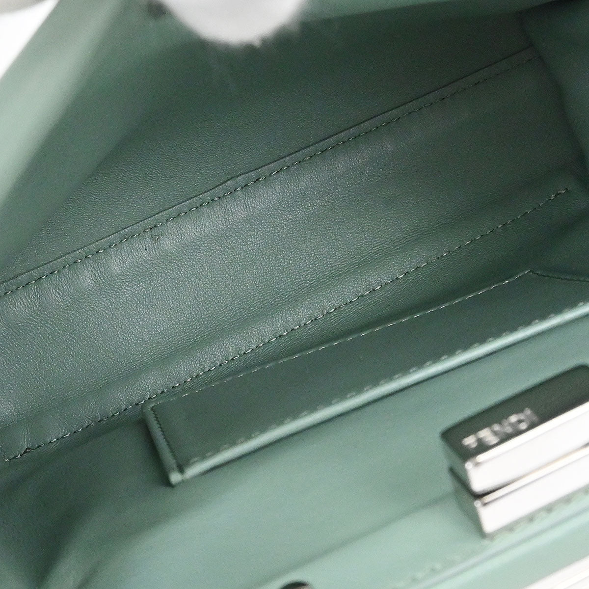 Fendi Green Leather Peekaboo 2way Shoulder Handbag