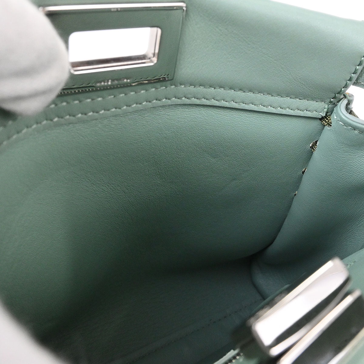 Fendi Green Leather Peekaboo 2way Shoulder Handbag