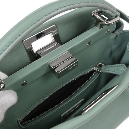 Fendi Green Leather Peekaboo 2way Shoulder Handbag