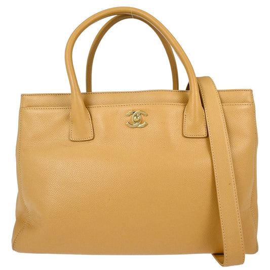 Chanel 2005-2006 Beige Calfskin Executive Cerf 2way Shoulder Tote Bag