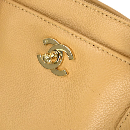 Chanel 2005-2006 Beige Calfskin Executive Cerf 2way Shoulder Tote Bag