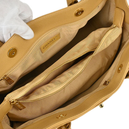 Chanel 2005-2006 Beige Calfskin Executive Cerf 2way Shoulder Tote Bag