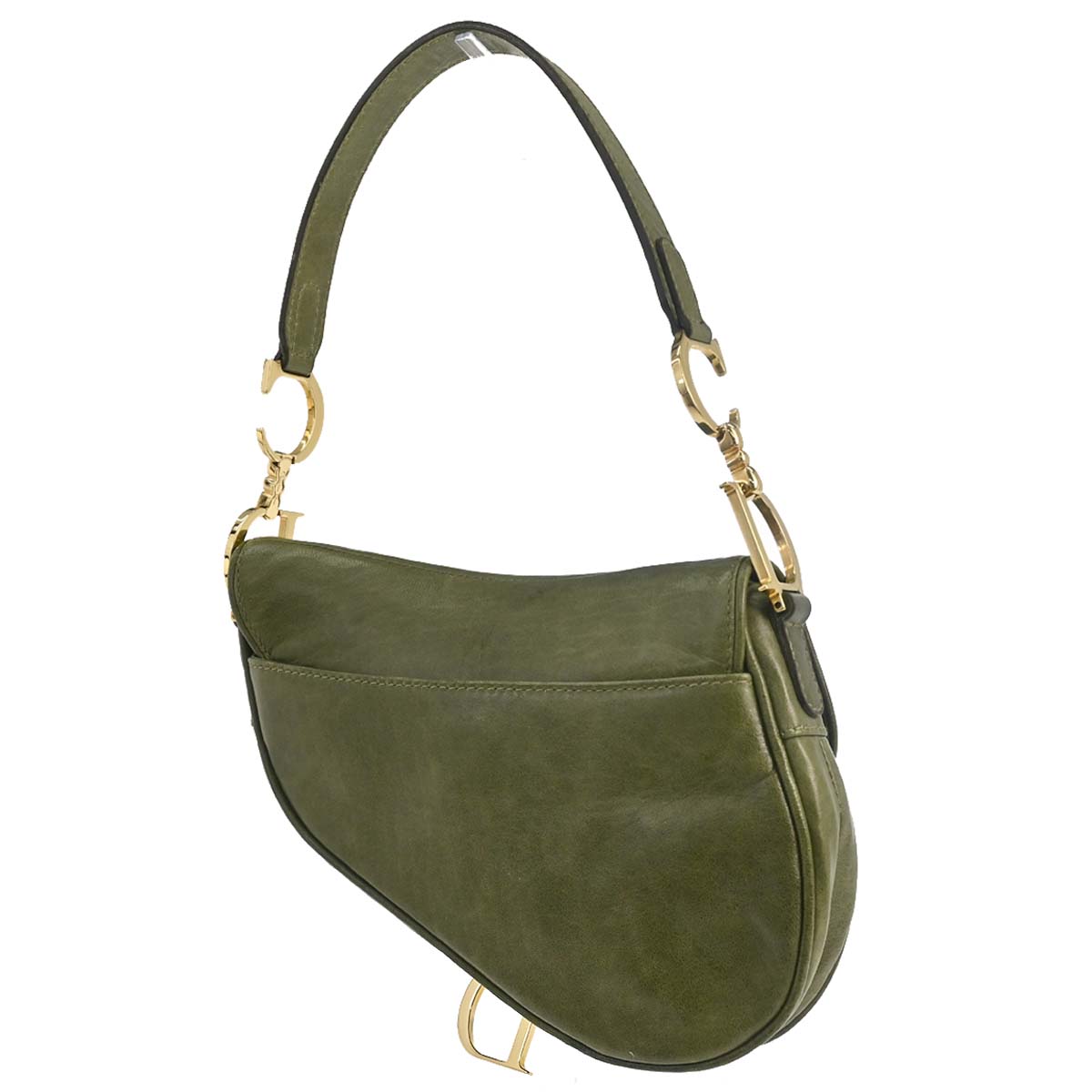 Christian Dior Green Leather Saddle Handbag