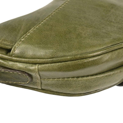 Christian Dior Green Leather Saddle Handbag