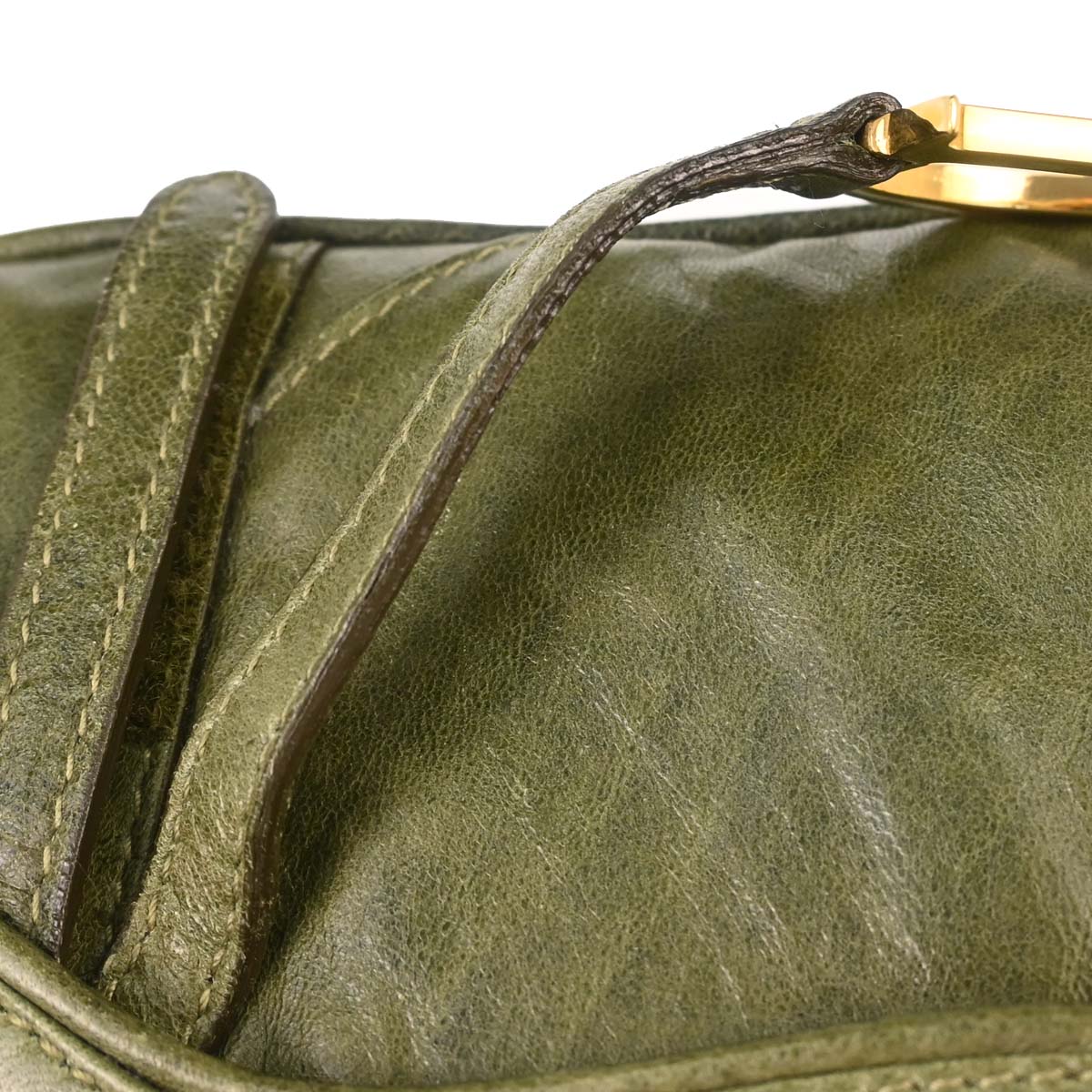 Christian Dior Green Leather Saddle Handbag