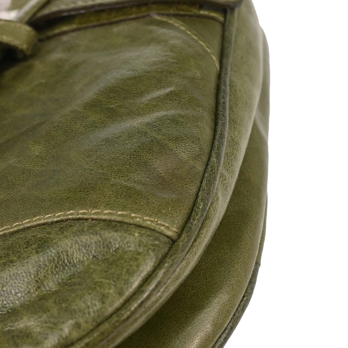 Christian Dior Green Leather Saddle Handbag