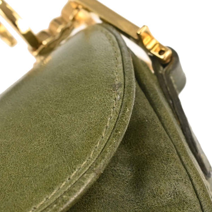 Christian Dior Green Leather Saddle Handbag