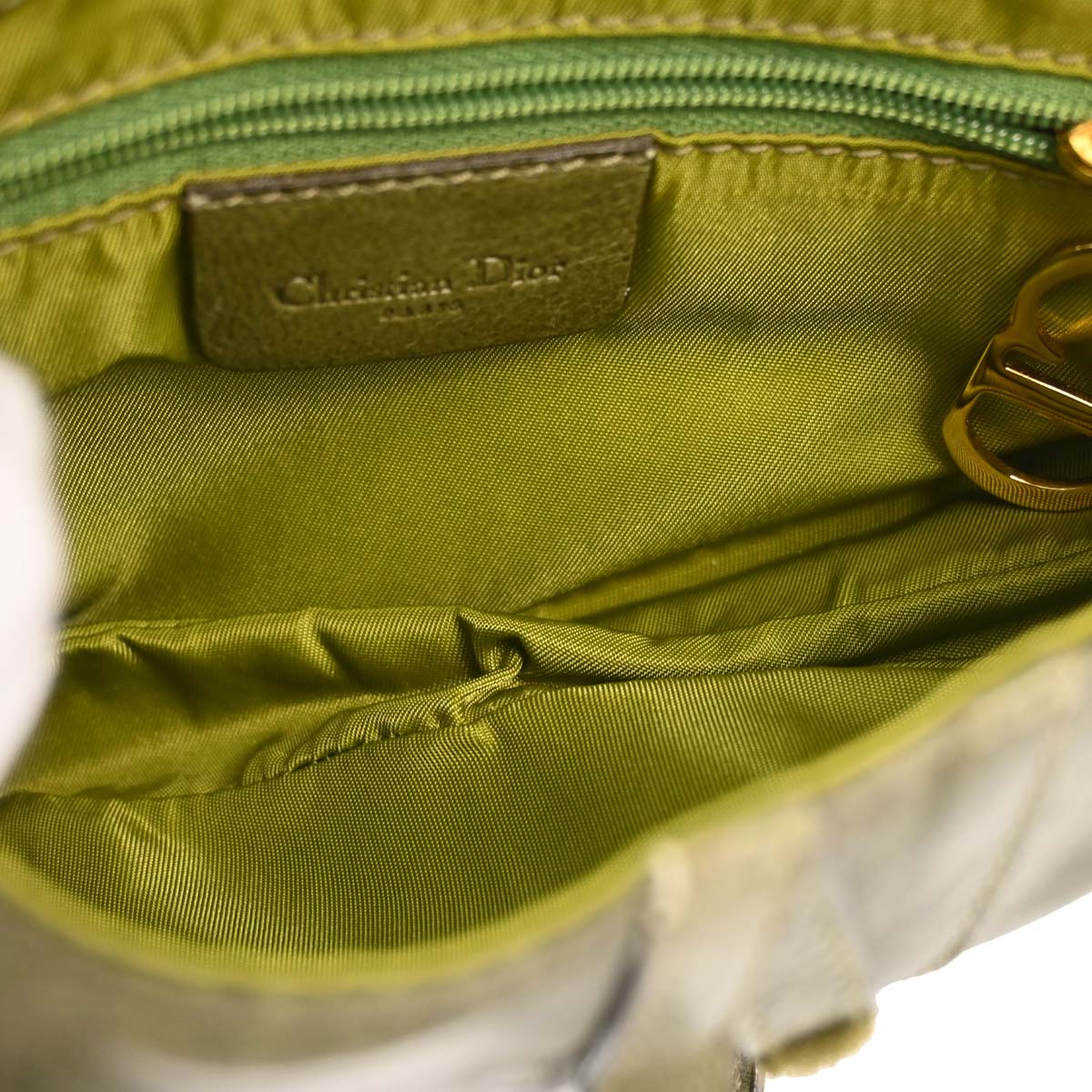 Christian Dior Green Leather Saddle Handbag