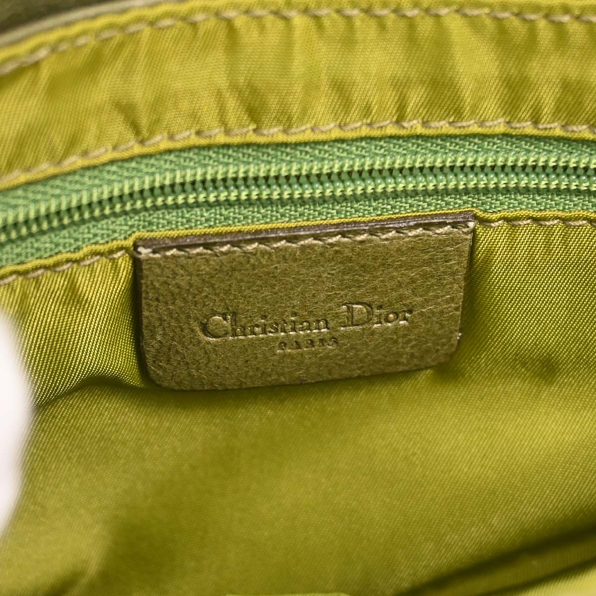 Christian Dior Green Leather Saddle Handbag