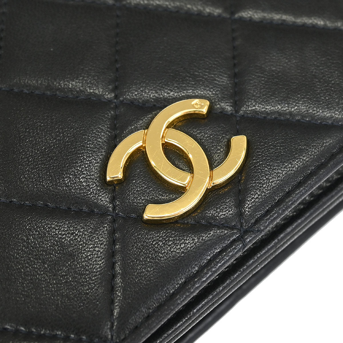 Chanel 1991-1994 Black Lambskin Pushlock Mini Full Flap Shoulder Bag