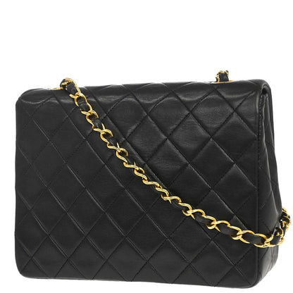 Chanel Black Lambskin Classic Square Flap Shoulder Bag 20