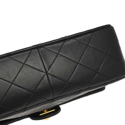 Chanel Black Lambskin Classic Square Flap Shoulder Bag 20