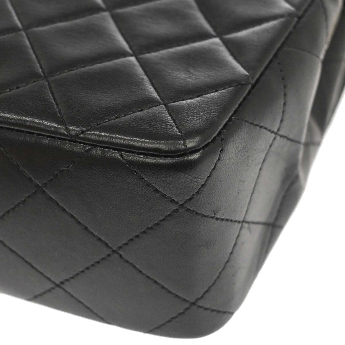Chanel Black Lambskin Classic Square Flap Shoulder Bag 20