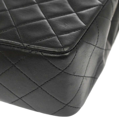Chanel Black Lambskin Classic Square Flap Shoulder Bag 20