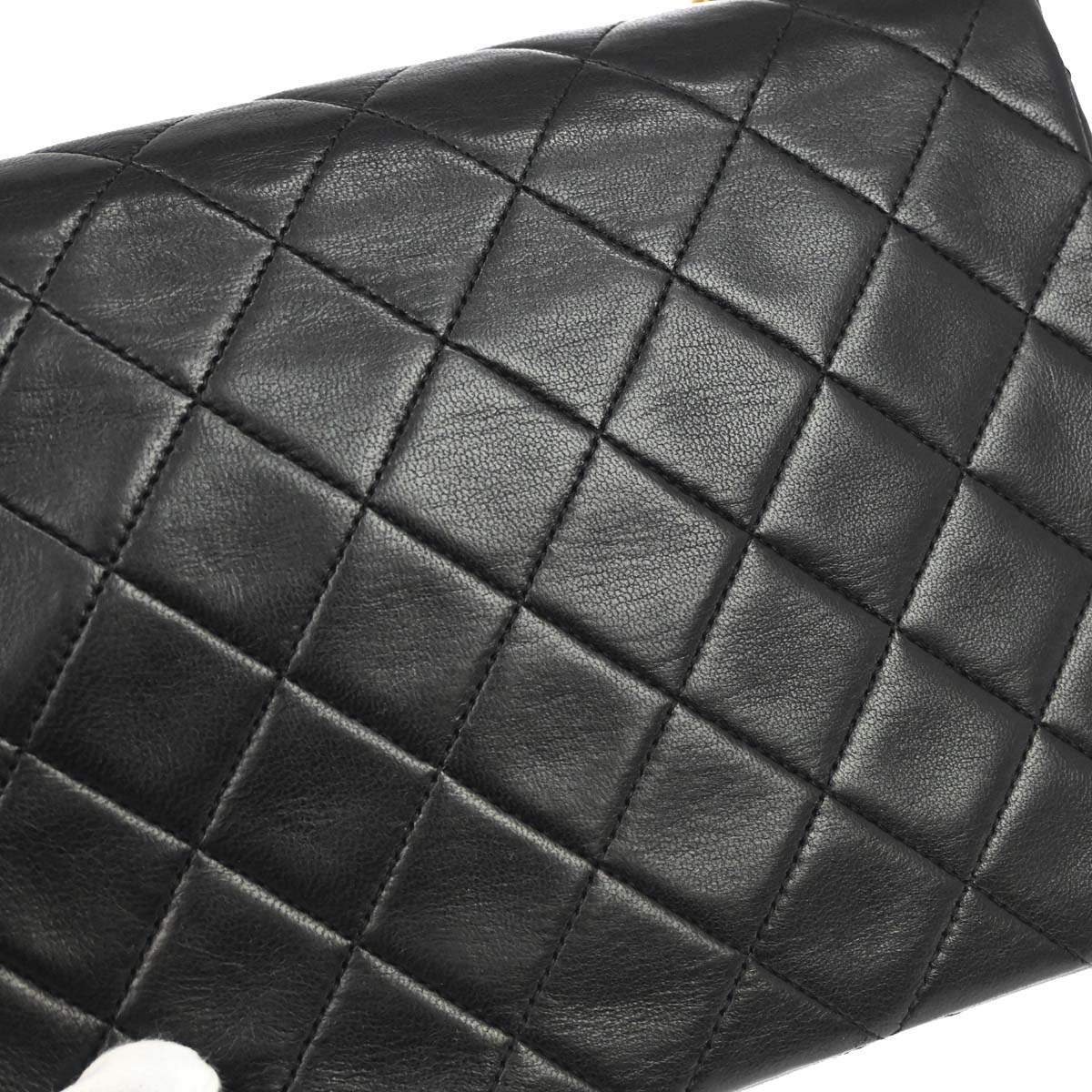 Chanel Black Lambskin Classic Square Flap Shoulder Bag 20