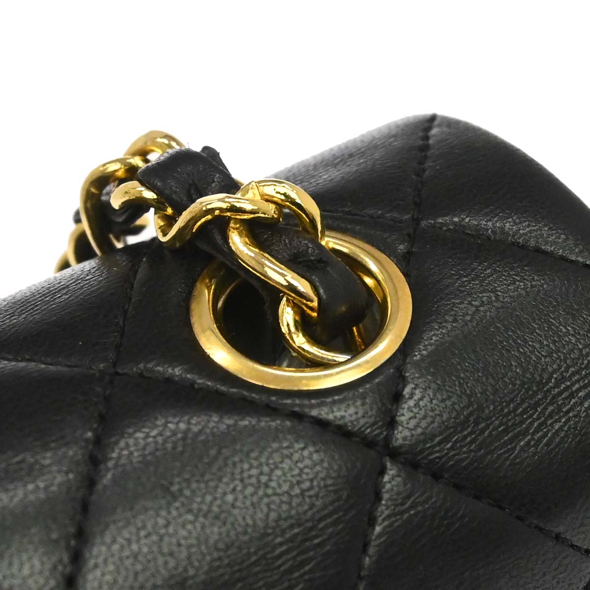 Chanel Black Lambskin Classic Square Flap Shoulder Bag 20
