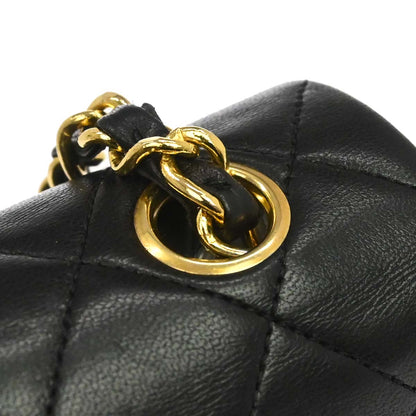 Chanel Black Lambskin Classic Square Flap Shoulder Bag 20