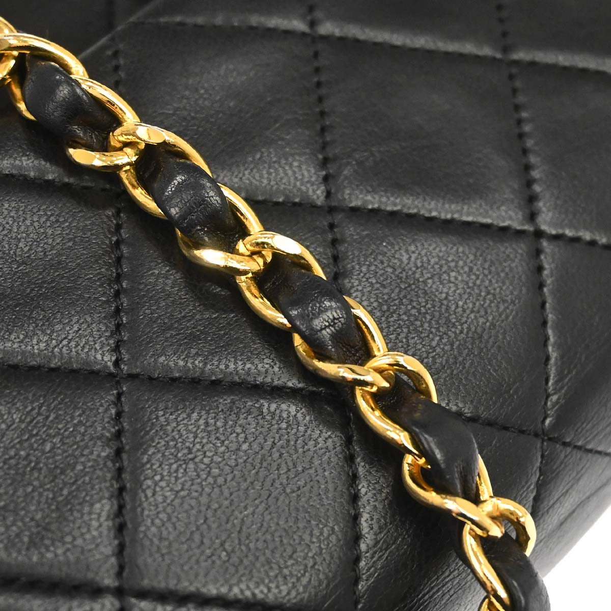 Chanel Black Lambskin Classic Square Flap Shoulder Bag 20