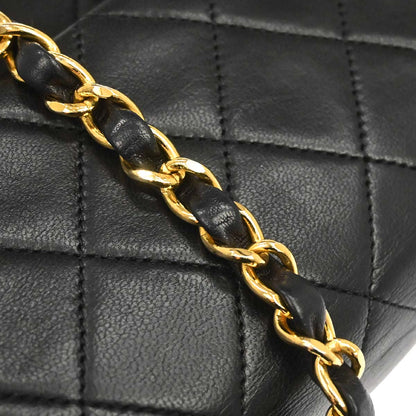 Chanel Black Lambskin Classic Square Flap Shoulder Bag 20