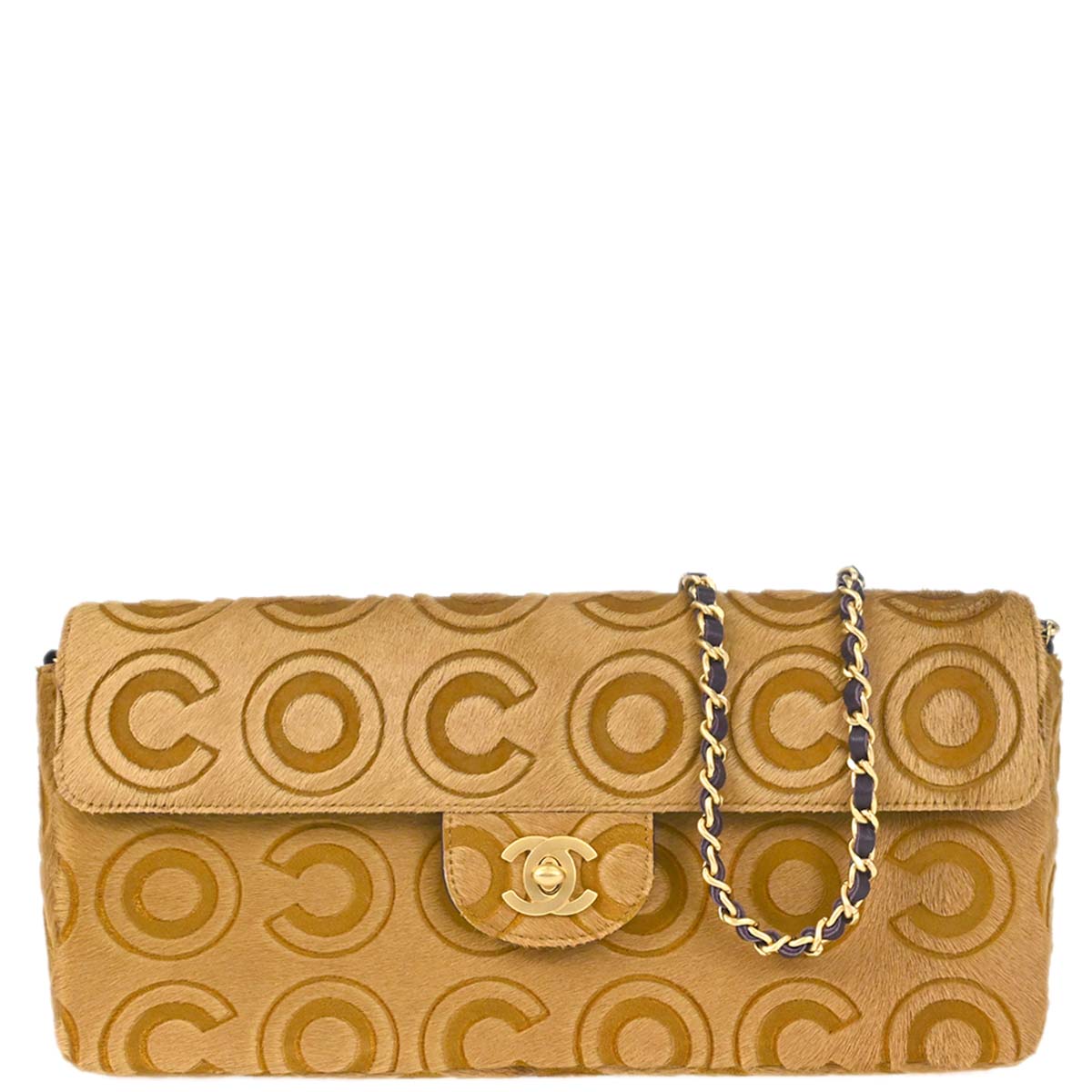 Chanel 2000-2002 Brown Pony Hair East West Shoulder Bag